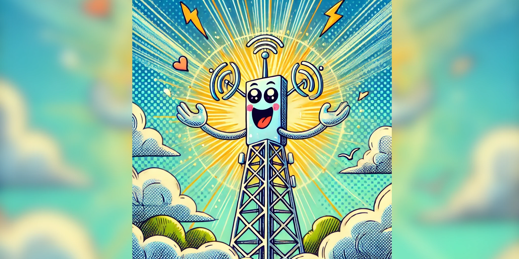 An illustration of a happy cellular tower, generated by OpenAI's GPT-4o